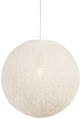 Qazqa Pendelleuchte, Pendellampe - Corda - Weiß, Rund, 45cm, Ideal als Wohnzimmerlampe