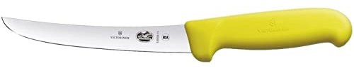 Victorinox Fibrox Ausbeinmesser, Swiss Made, 15cm Gebogene Klinge, Rutschfest, rostfrei, Edelstahl, gelb
