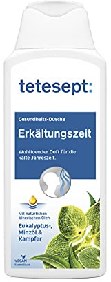 tetesept · Erkältungszeit Duschgel · Bringt Spürbare Erleichterung in der Erkältungzeit · Mit Eukalyptusöl & Kampfer · Intensiver Duft Durch Natürliche Wirkstoffe · pH-neutral, 250 ml