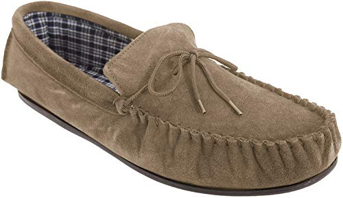 Mokkers - Zapatillas de estar por casa de autentica piel Modelo Bruce Estilo Mocassin hombre caballero (47 EU/Gris agua)
