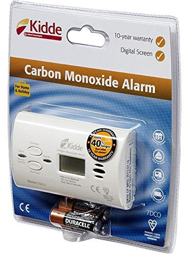 KIDDE 7DCOC Carbon Monoxide Alarm with Digital Display, Battery Operated