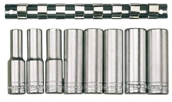 Teng M1207 9 Piece Clip Rail Socket Set M Etric-1/2in Square Drive