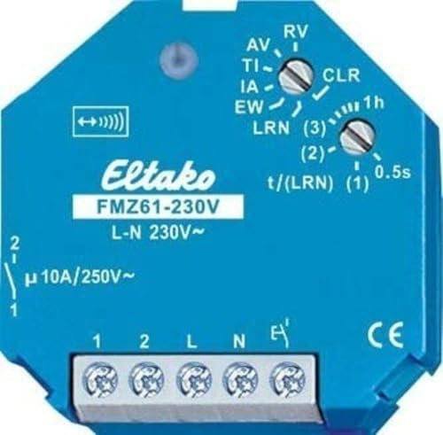 Eltako FMZ61-230V Radio Switching Actuator 1-Channel Flush-Mounted Switching Capacity (Max) 2000 W Range Max. (i