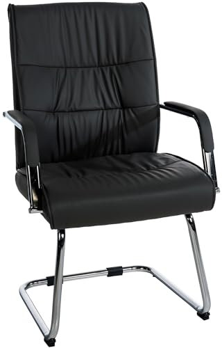 CLP Freischwingerstuhl Sievert Mit Polsterung Und Kunstlederbezug I Konferenzstuhl Mit Armlehne, Farbe:schwarz