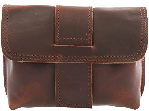 LECONI Gürteltasche Bauchtasche Leder Hüfttasche Handytasche Ledertasche für Damen & Herren Rindsleder 16x10x6cm braun LE9005-wax