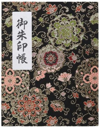 [hotokudo] 'goshuin-cho' Japanische Wallfahrt Stempel (Note) Buch mit Schutzhülle. (Blasebalg Typ, Schwarz. 100 Seiten, Brokat. H: 17 cm W: 13,5 cm (Import Japan))