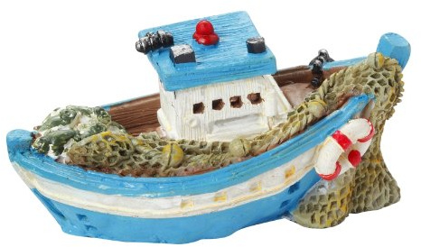 Fischerboot 6,5 cm, blau/weiss