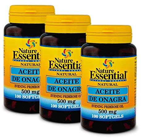 Nature Essential | Perlas de Aceite de Onagra 500 mg | 3 Unidades | 100 Perlas | Contribuye a Aliviar los Síntomas Menstruales | Primera Presión en Frío | 10% GLA | Omega 3-6-9 | Vitamina E