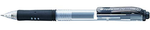 Pentel K157-A Hybrid Gel Grip Gel-Tintenroller mit Druckmechanik, 0,7 mm Kugeldurchmesser = 0,35 mm Strichstärke, 12 Stück, schwarz
