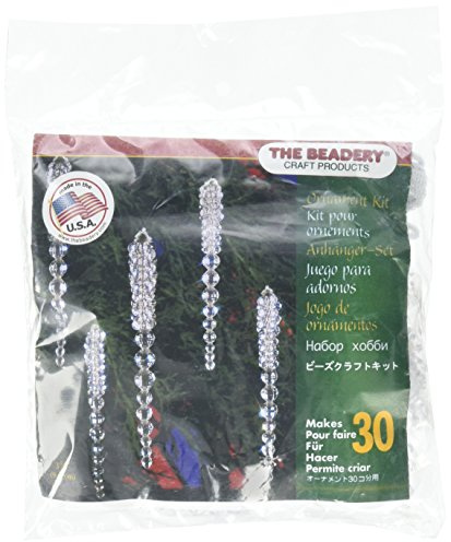 Beadery Holiday Beaded Ornament Kit Sparkling Icicles 3.75-inch Makes 30,Transparent