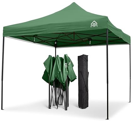 All Seasons Gazebos | 3x3m Pop Up Gazebo con 4 pareti laterali, pacchetto accessori e borsa con ruote | Facile montaggio, Resistente, Completamente Impermeabile, Materiali di Alta Qualità (Verde)