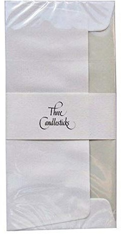 Three Candlesticks - 20 Tissue-lined Envelopes, Size P4TO, White, 89 x 187 mm