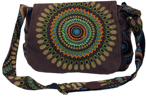 GURU SHOP Schultertasche, Hippie Umhängetasche, Goa Tasche | 100% Baumwolle, verstellbarer Gurt, Reißverschlussfächer, handwaschbar