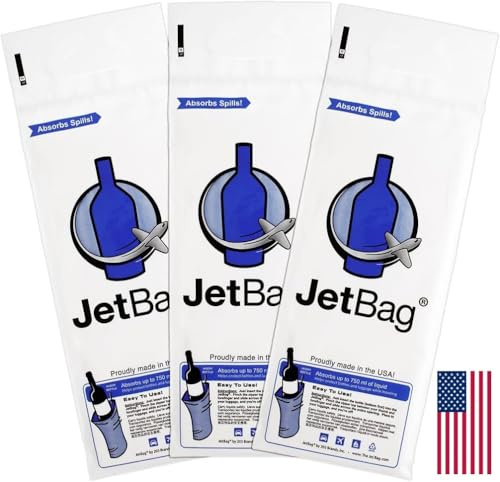 JetBag Bold - The Original Absorbent Wine Bottle Travel Protector Bags - Resusable Bottle Bags (3 Pack) Made in THE USA