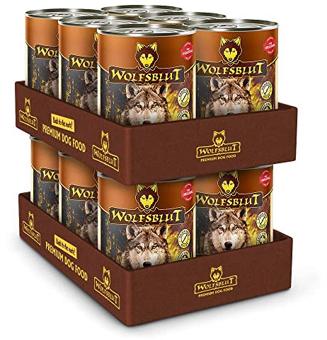 WOLFSBLUT – Deep Glade Adult | Nassfutter mit natürlichen Zutaten und wertvollen Superfoods für ausgewachsene Hunde. Getreidefreies Alleinfutter ohne Zusatzstoffe in der Dose | 12x395g Hirsch