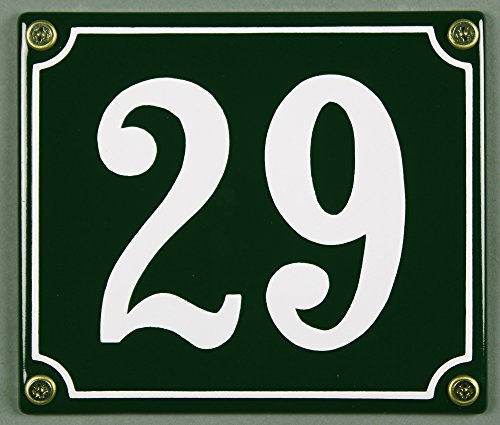 Buddel-Bini Wetterfestes Emaille Hausnummernschild 29 grün 12x14 cm sofort lieferbar Hausnummer Emailleschild
