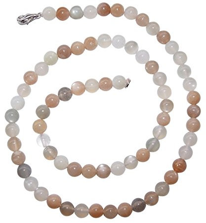 Joyas Janni - Kugelkette aus Mondstein, Ø 6 mm, Länge 45 cm, mit Verschluss aus 925er Silber, schöne glänzende Farben, mehrfarbig (SC-KE-KU-6/45-MOND-02)