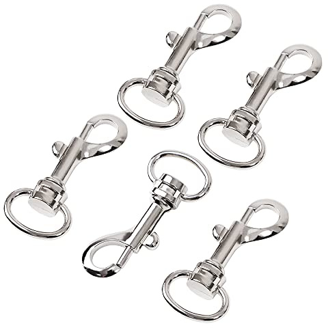 sourcing map 5 Stück Schlüsselring Edelstahl Karabiner Schlüsselanhänger Basteln Selber Machen Ringe Karabinerhaken mit Drehgelenk, Silber