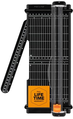 Fiskars Recycled SureCut™ Portable Paper Trimmer - 12” Cut Length - Craft and Office Paper Cutter with Grid Lines - Black
