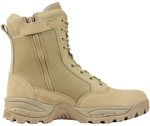 Maelstrom Tactical Combat Boots - Mens Lightweight Full Grain Leather Side Zipper Military Boots - 8 Heavy-Duty Leather Boots with Reinforced Toes