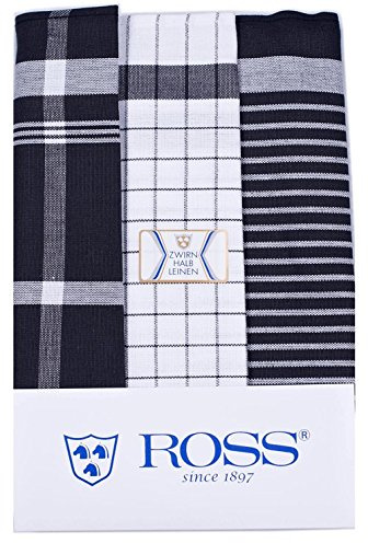 Ross - 3er-Spar-Pack - Exclusiv - Geschirrtücher Halbleinen - 0915 (50 x 70cm Schwarz)