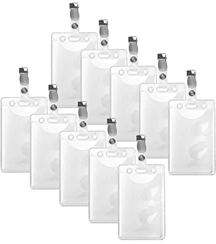 Karteo Ausweishülle mit Metall Clip [10 Stück] für 1 Karte vertikal (86 x 54 mm) als Ausweishalter Kartenhülle für Ausweise Karten im EC Format