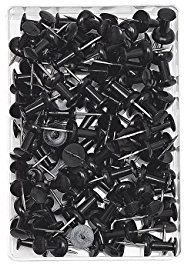 Wedo Pinnnadeln Diabolo-Form 100 Stück schwarzer Metallkopf großer Griffmulde kompakte Klarsichtdose