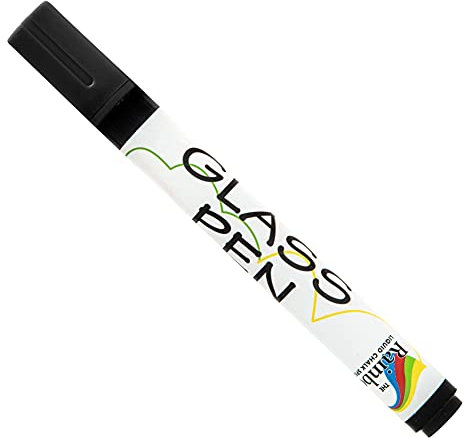 RAINBOW CHALK MARKERS LTD Black Glass Pen with a 5mm bullet nib designed for Writing on windows and glass