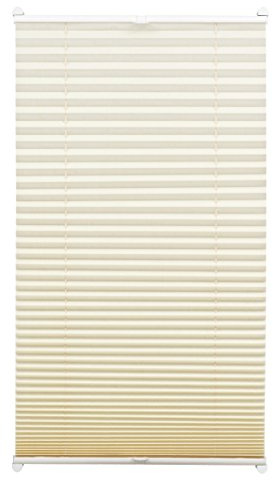 Gardinia Plissee zum Klemmen, Blickdichtes Faltrollo, Alle Montage-Teile inklusive, EASYFIX Plissee verspannt mit Zwei Bedienschienen, Elfenbein, 90 x 130 cm (BxH)