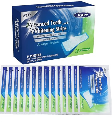 KAV PLUS 28 Professional Teeth Whitening Strips – Advanced Enamel-Safe Bleaching Strips for Sensitive Teeth, Home Whitening Kit for a Brighter Smile