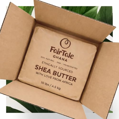 FairTale GHANA Raw African Shea Butter 10 lb | 4.5 kg - Premium Bulk, 100% Natural Unrefined, Handcrafted from Ghana