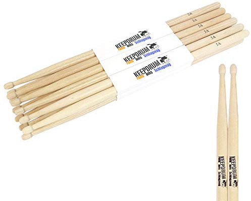 keepdrum 5A Hickory Drumsticks Schlagzeug-Stöcke Wood 6 Paar