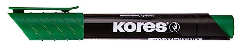 Kores - K-Marker XP2: Pennarello Indelebile Verde con Punta a Scalpello, Inchiostro Waterproof e Inodore, Adatto per Tutte le Superfici, Set di 12 Pezzi