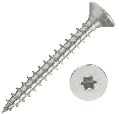 100 Spanplattenschrauben 6,0x50 Edelstahl A2 V2A VA Torx Vollgewinde Holz | Edelstahlschrauben Spanplattenschrauben mit Senkkopf, Holzschrauben, Holzbauschraube, Universalschrauben mit verstärktem Kopf