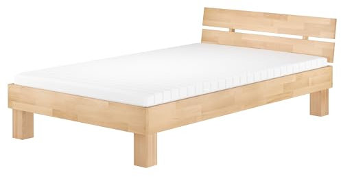 Erst-Holz®Einzelbett Buchebett massiv Natur 120x200 Futonbett Bettrahmen Rollrost Matratze 60.80-12 M