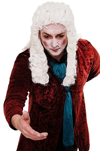 WIG ME UP - WIG002-P60 Perücke Faschingsperücke Karneval Adliger Barock Renaissance Richter Lord Komponist Weiß Weißblond