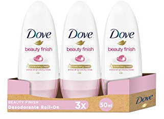 Dove Beauty Finish, Strong Antiperspirant Roll On Deodorant Stick, Unisex For Men And Women, Clean And Fresh Fragrance, Long Lasting Anti Sweat And Body Odour Protection, Large Pack (3 x 50 ml)