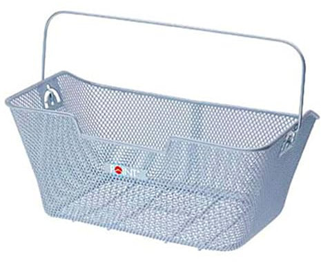 Fox Parts Hinterradkorb Ergo-Griff- abgeschrägte Seiten- Federklappenausschnitt, silber, 40x28x18cm, 05100505