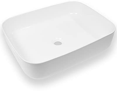 Art-of-Baan® keramiskt toppmonterat tvättställ I handfat med lotuseffekt I handtvättställ i vitt I DIN kranhål och DIN avlopp I modernt tvättfat I övre tvättställ oval I 515 x 400 x 135 mm