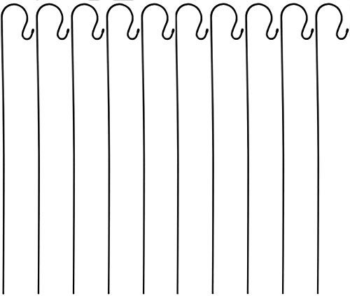 Selections Metal Shepherd's Crook Garden Hook for Bird Feeders & Lanterns (1m) - Pack of 10