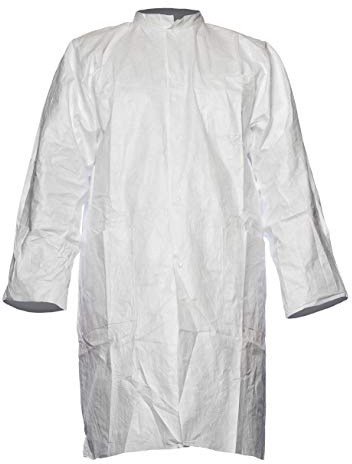 DuPont Tyvek 500 Laborkittel mit Druckknöpfen und Taschen 10 Stk. Laborkittel zur Ergänzung Von Schutzkleidung PSA Kategorie I Weiß Größe XL