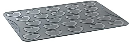 mastrad F45714 Feuille de Cuisson Macaron Cœur Silicone Gris Fumé 30 x 40 x 3 cm