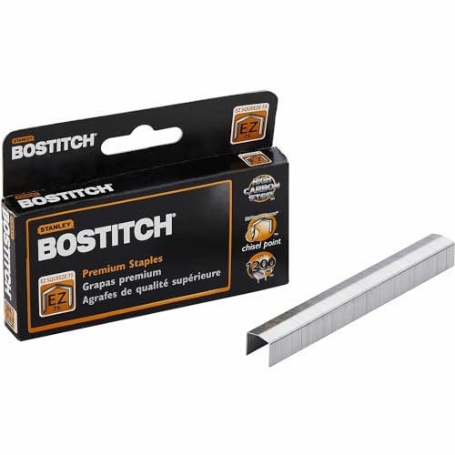 Stanley-Bostitch Power Crown häftklamrar med hög kapacitet – 210 per remsa – 0,75 tum ben – 0,5 tum krona – mejselspets – 1/låda