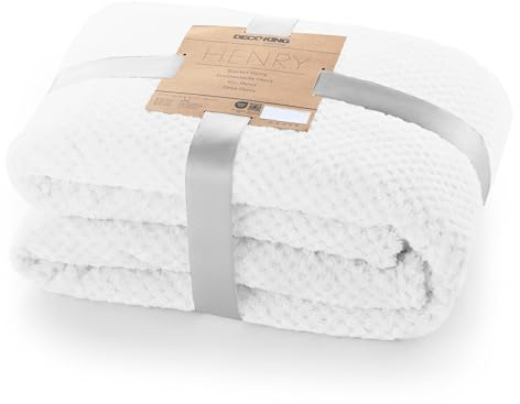 DecoKing Kuscheldecke 220x240 cm weiß Decke Microfaser Wohndecke Tagesdecke Fleece weich sanft kuschelig skandinavischer Stil Henry