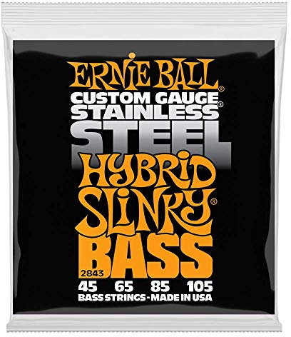 Ernie Ball Hybrid Slinky E-Bass-Saiten, Edelstahlwicklung, Stärke 45–105