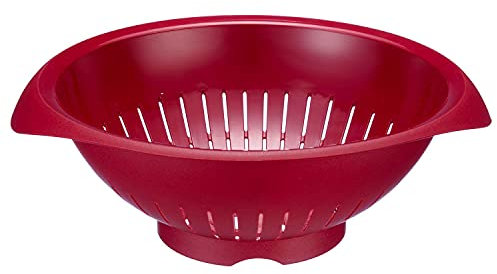 Westmark Seiher/Sieb, mit Griffmulden, Innendruchmesser: 25 cm, Kunststoff, BPA-frei, Farbe: Rot, 2424227R
