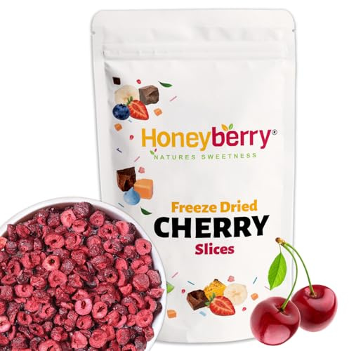 Fette di Amarena Liofilizzate 100g - Ciliegie Acide Disidratate - Frutti di Bosco Liofilizzati - Frutta Secca Liofilizzata - Amarena Disidratata Perfette per Dolci, Decorazioni, Muesli e Dessert