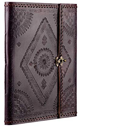 Extragroß Nähte und Geprägtes Leder Fotoalbum mit Verschluss | Skizze oder Schrott-Buch | Fairer Handel & Handgefertigt