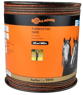 Gallagher Pferdezaun-Breitband TurboStar (terra) - 350 m/40 mm - UV-stabil und witterungsbeständig - Ausgezeichnete Sichtbarkeit