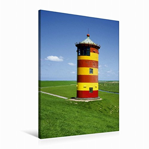 Premium Textil-Leinwand 60 x 90 cm Hoch-Format Leuchtturm Pilsum | Wandbild, HD-Bild auf Keilrahmen, Fertigbild auf hochwertigem Vlies, Leinwanddruck von Lothar Reupert